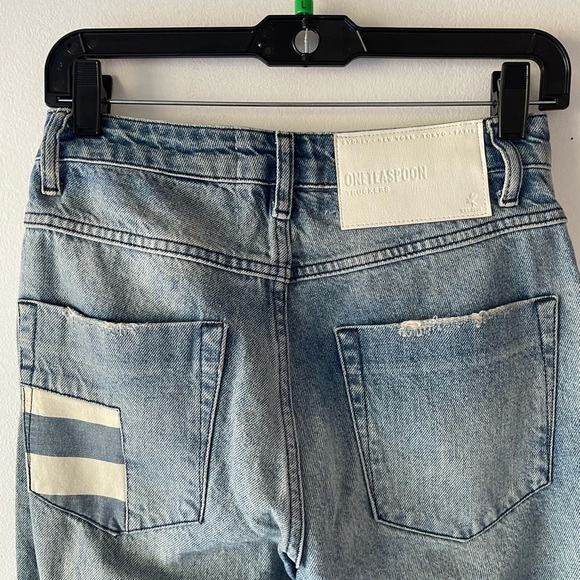New! One teaspoon Blue Truckers Mid Waist Straight Leg Denim Jeans 37694 - Picture 4 of 14